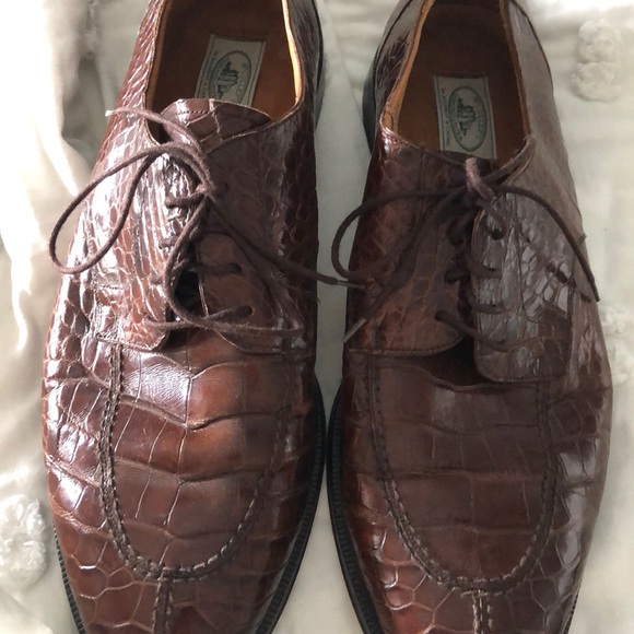 Genuine crocodile split toe lace up dress shoes main image 5
